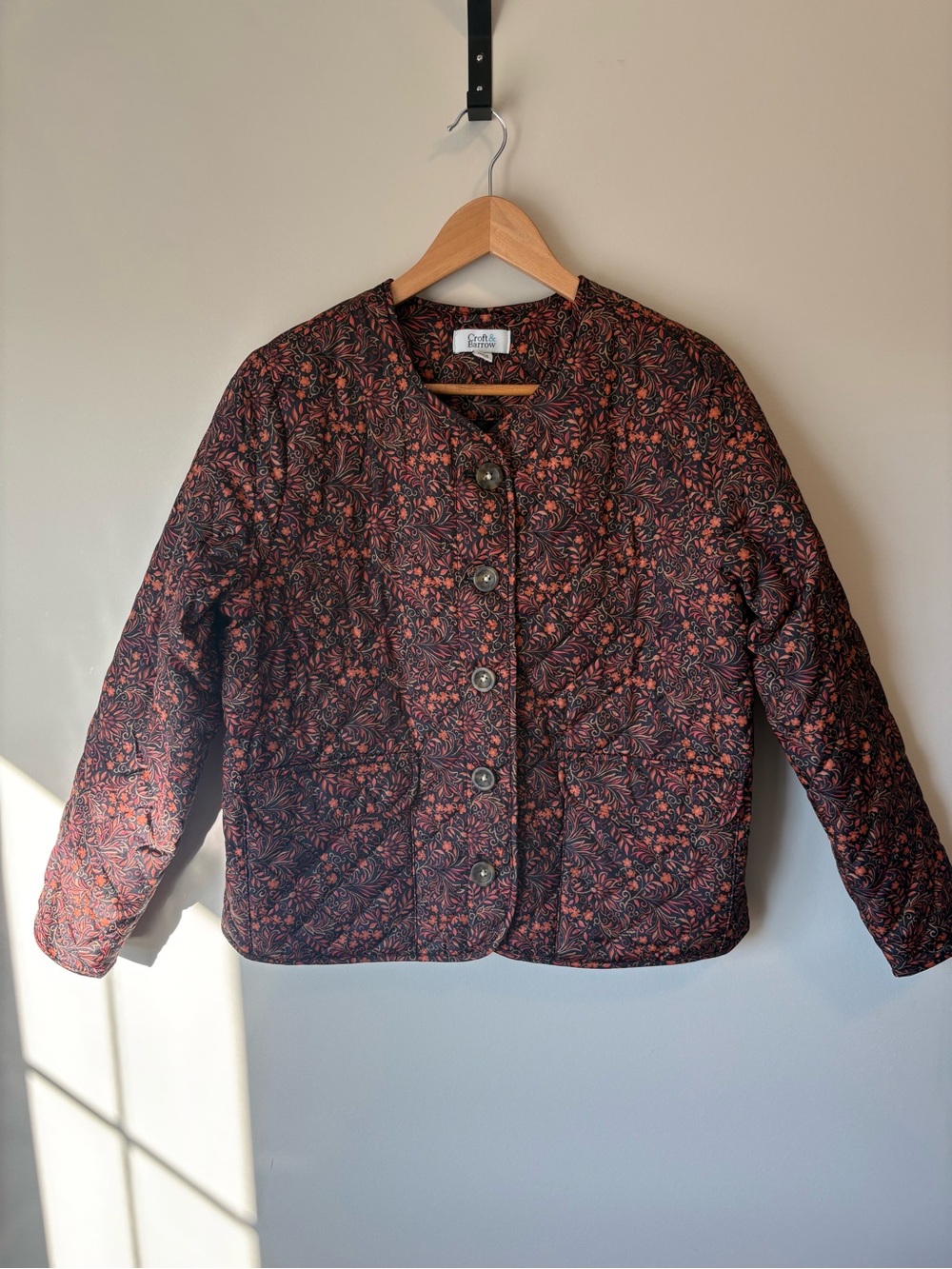 Croft & Barrow Floral Quilted Button Front Jacket Petite M